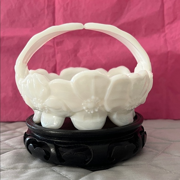 Phoenix Glass Co Other - Milk Glass Dogwood Basket - candies-jewelry